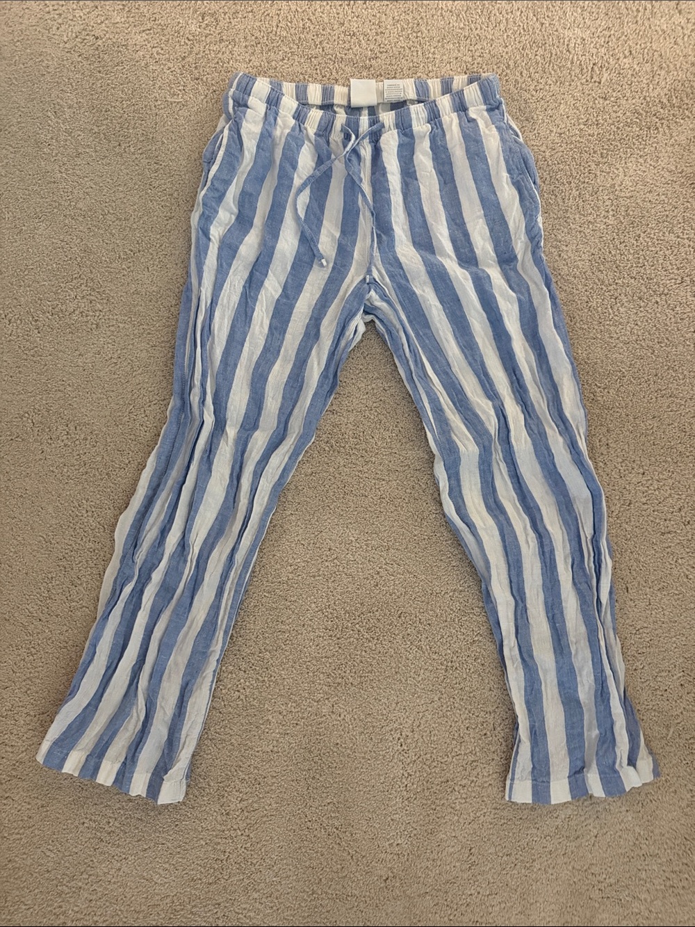 C&C California Blue and White Striped Drawstring Trousers